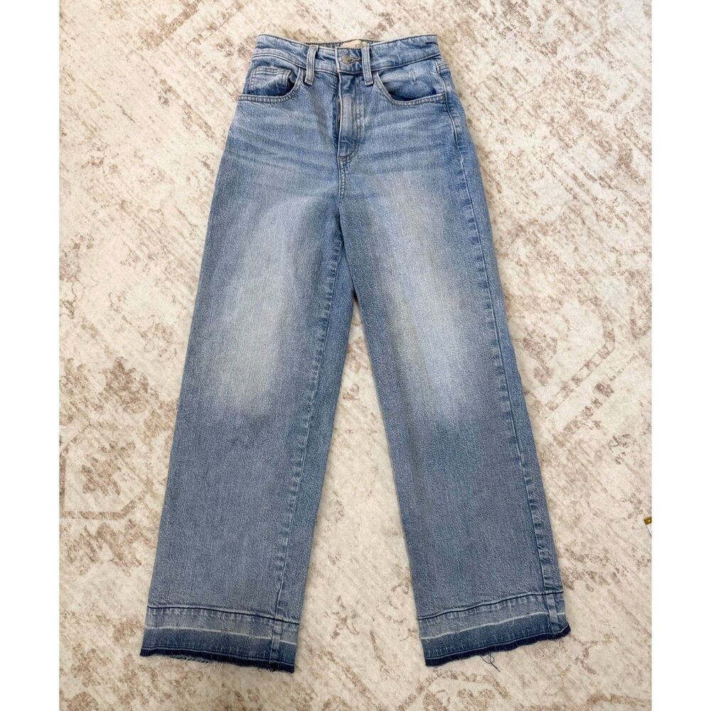 Universal Thread Light Wash High Rise Wide Leg Raw Hem Jeans Women's 0S